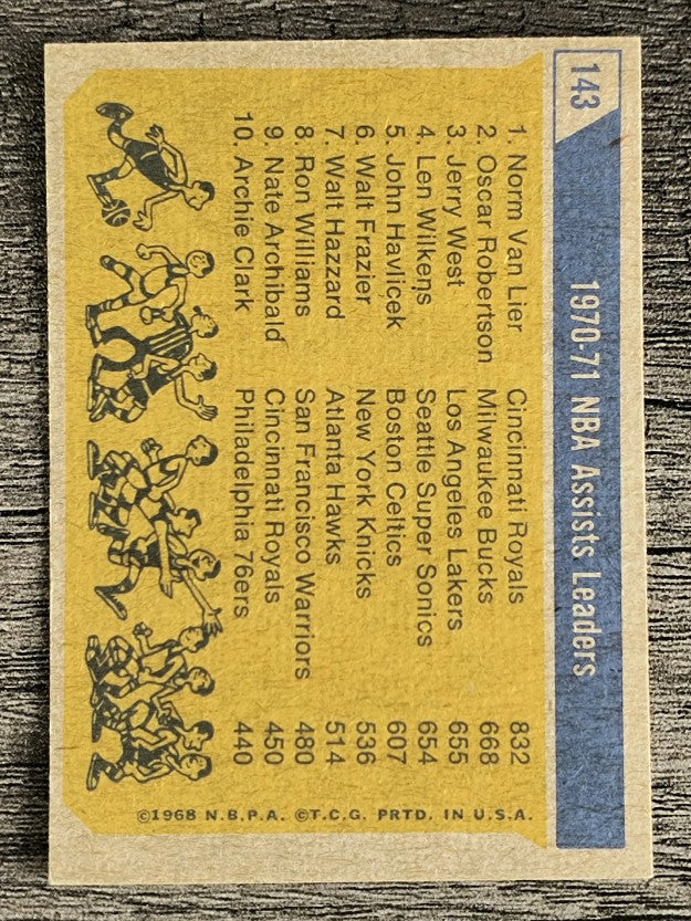 1971-72 Topps #143 Norm Van Lier/Oscar Robertson/Jerry West LL (EX)