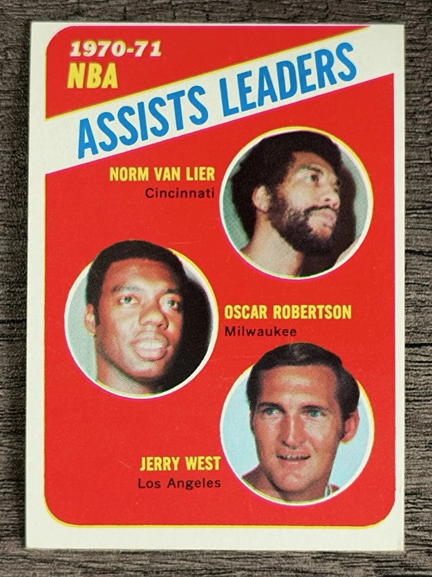 1971-72 Topps #143 Norm Van Lier/Oscar Robertson/Jerry West LL (EX)