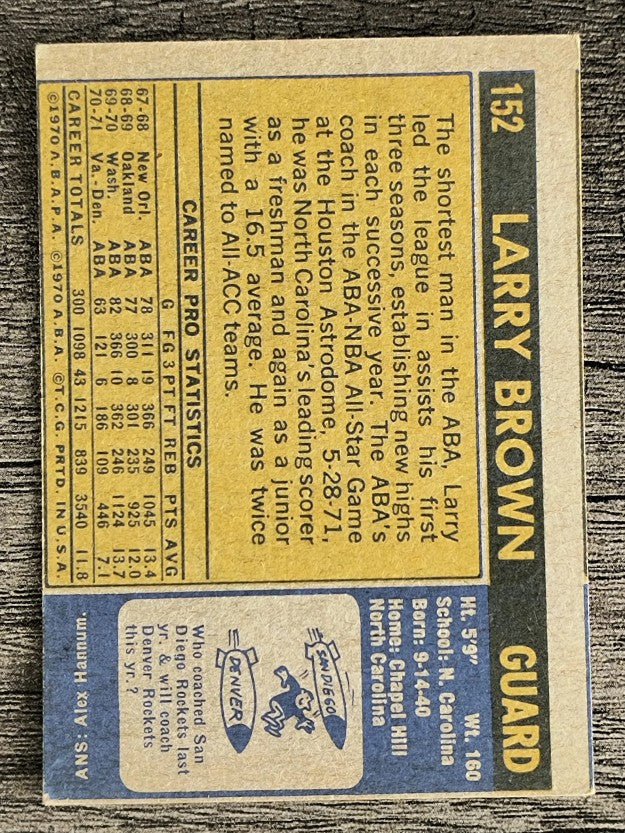 1971-72 Topps #152 Larry Brown RC (VGEX)