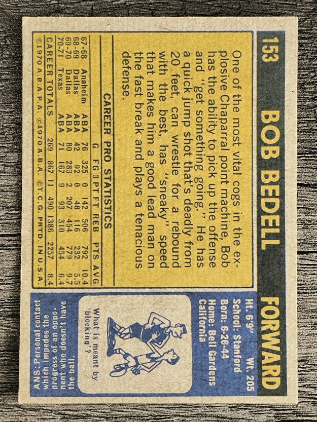 1971-72 Topps #153 Bob Bedell (EX)