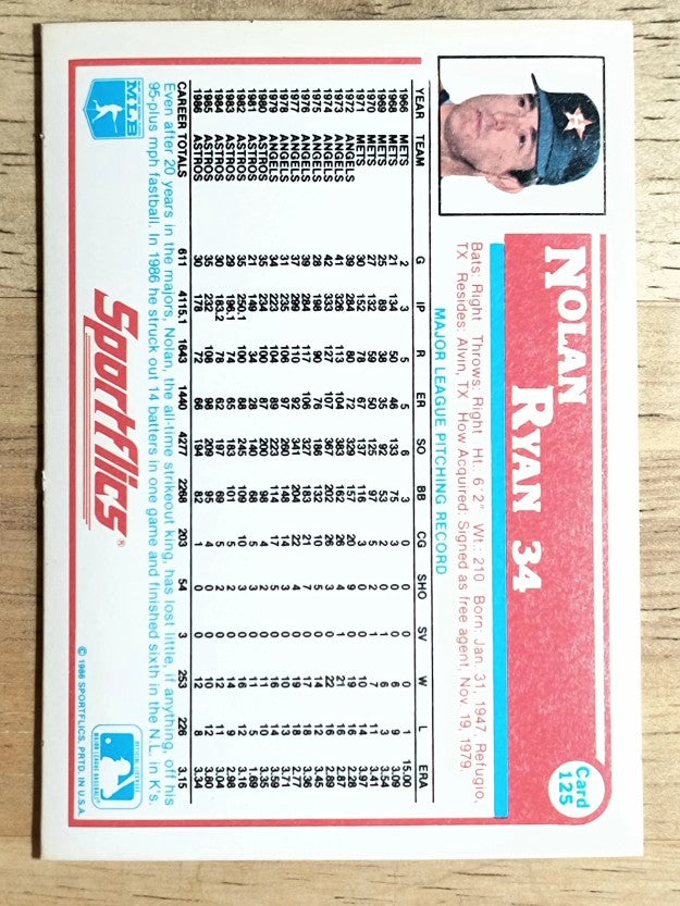1987 Sportflics #125 Nolan Ryan