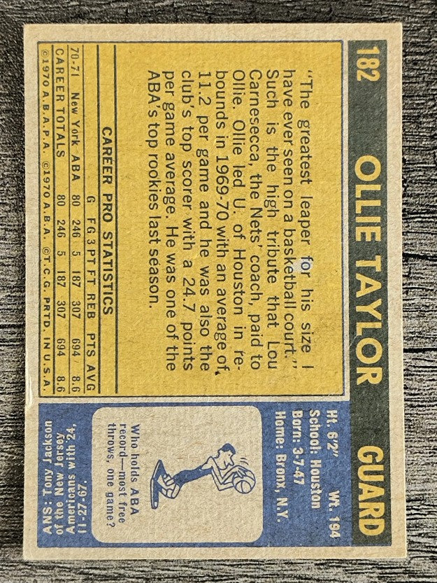 1971-72 Topps #182 Ollie Taylor (EXMT)