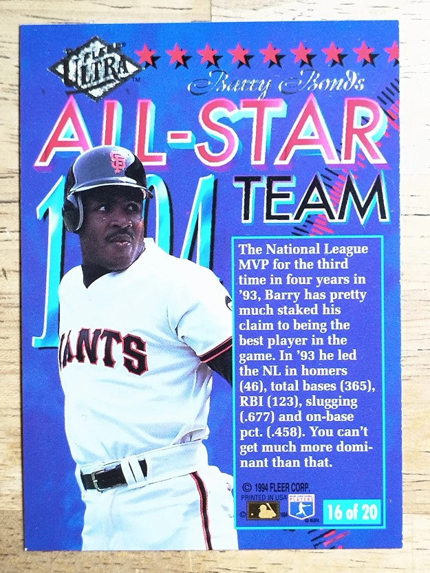 1994 Ultra All-Stars #16 Barry Bonds