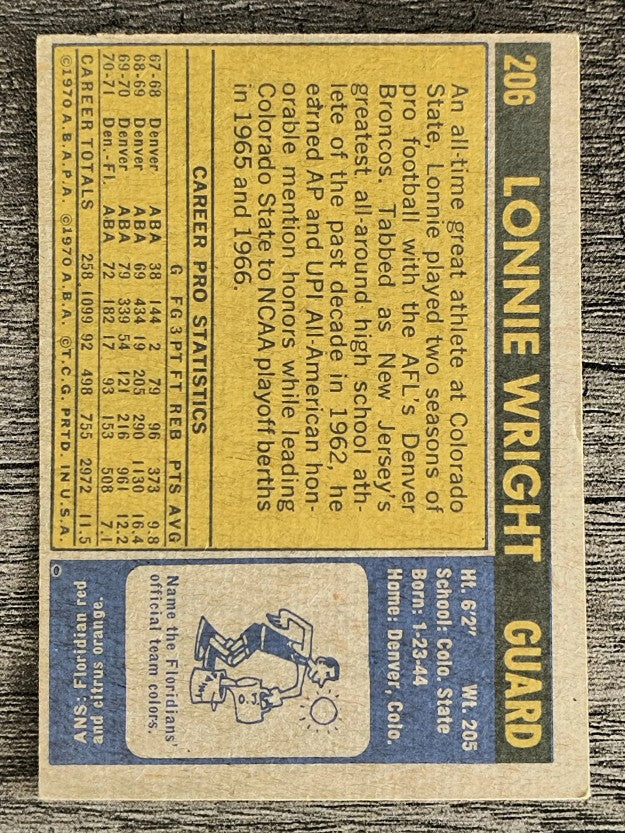 1971-72 Topps #206 Lonnie Wright (EX)