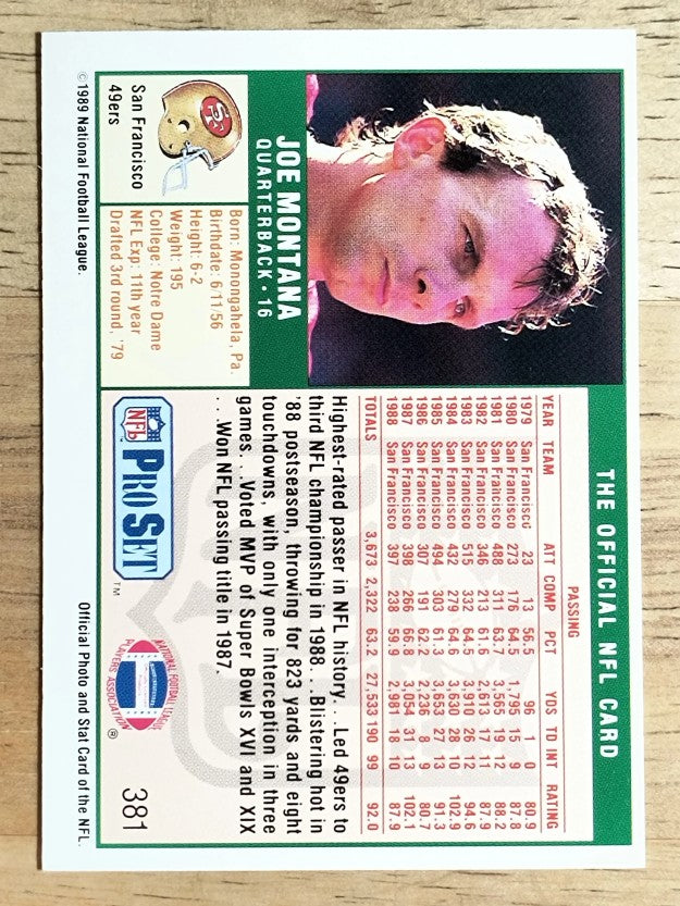 1989 Pro Set #381 Joe Montana