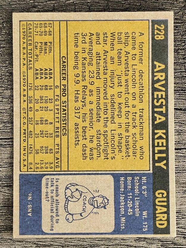 1971-72 Topps #228 Arvesta Kelly (EX)