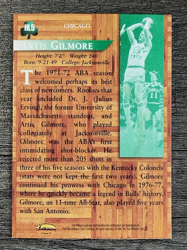 1995 Ted Williams Hardwood Legends #HL5 Artis Gilmore