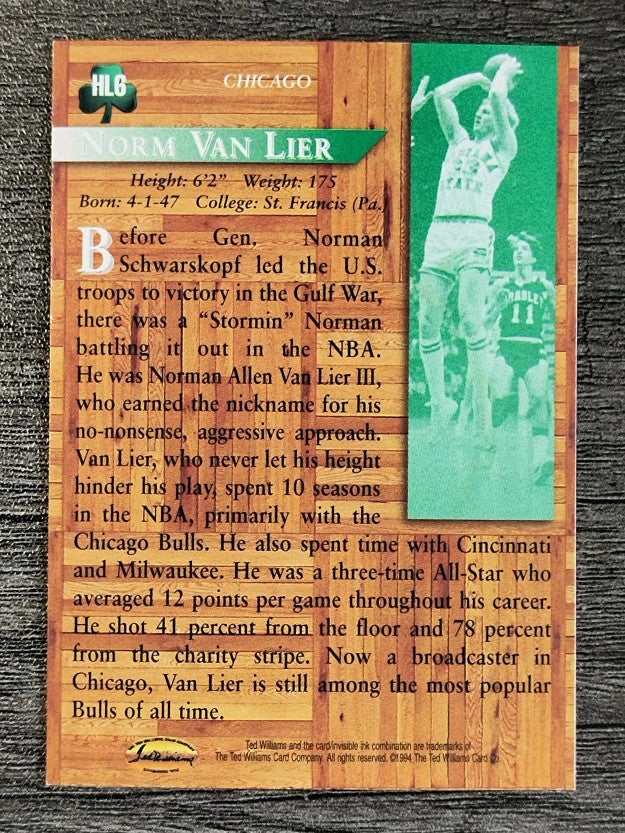 1995 Ted Williams Hardwood Legends #HL6 Norm Van Lier