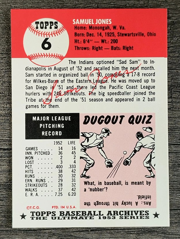1991 Topps Archives '53 #6 Sam Jones
