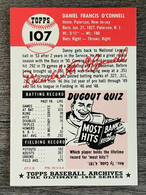 1991 Topps Archives '53 #107 Danny O'Connell