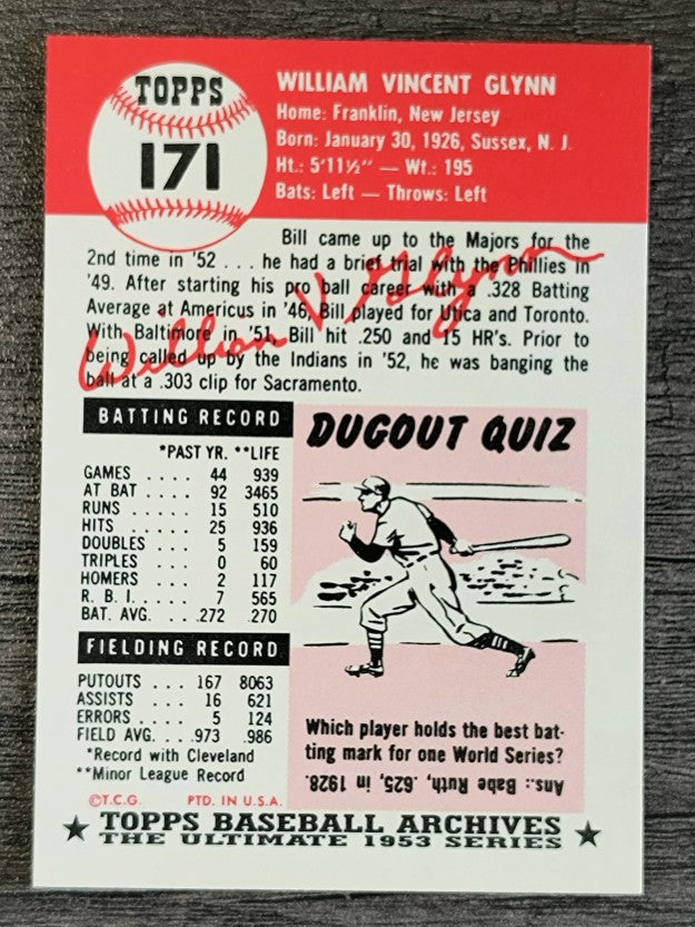 1991 Topps Archives '53 #171 Bill Glynn