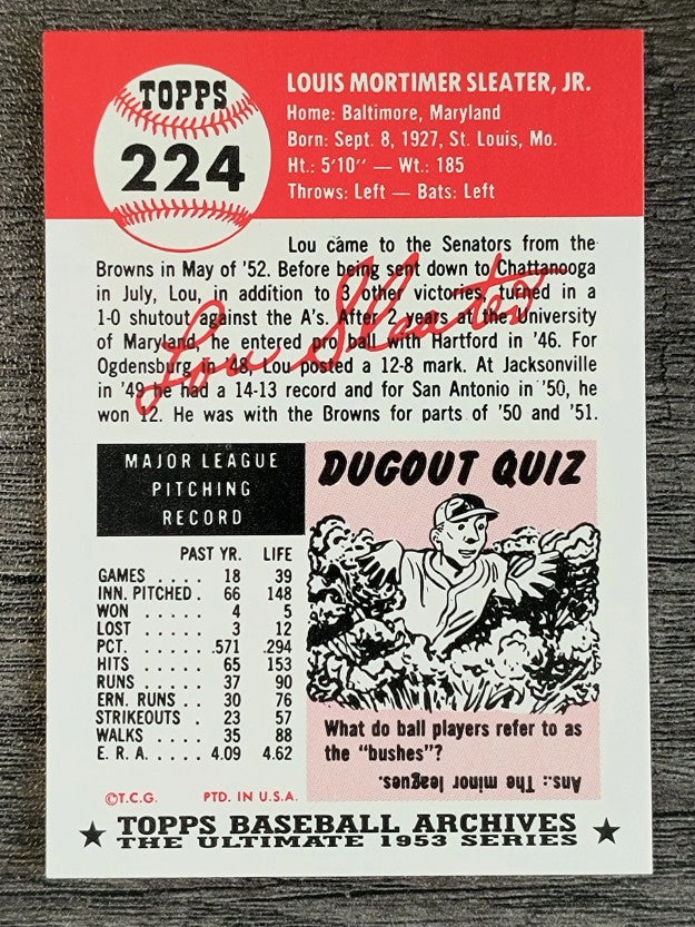 1991 Topps Archives '53 #224 Lou Sleater