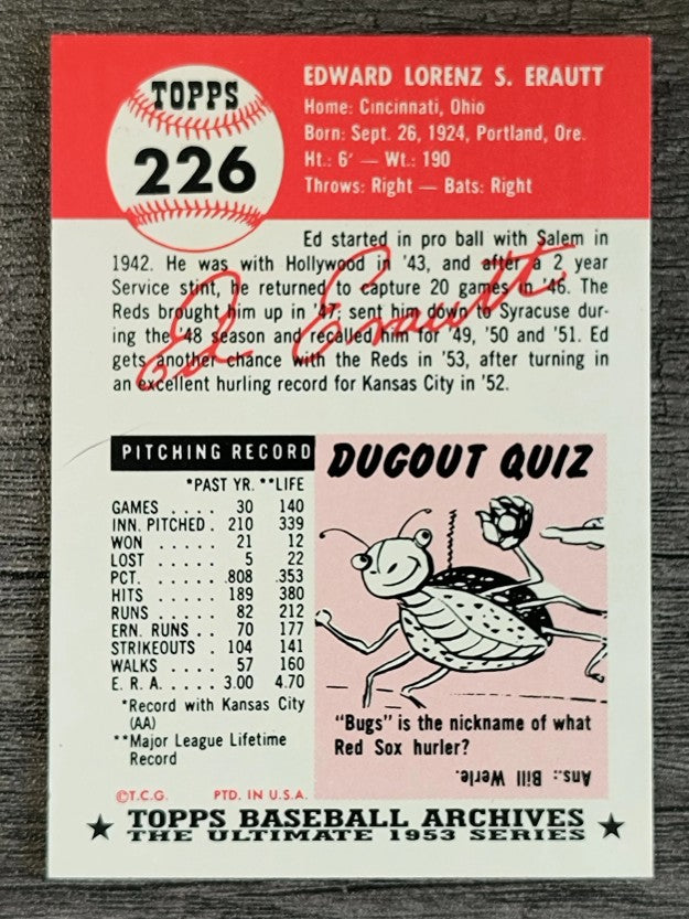 1991 Topps Archives '53 #226 Ed Erautt