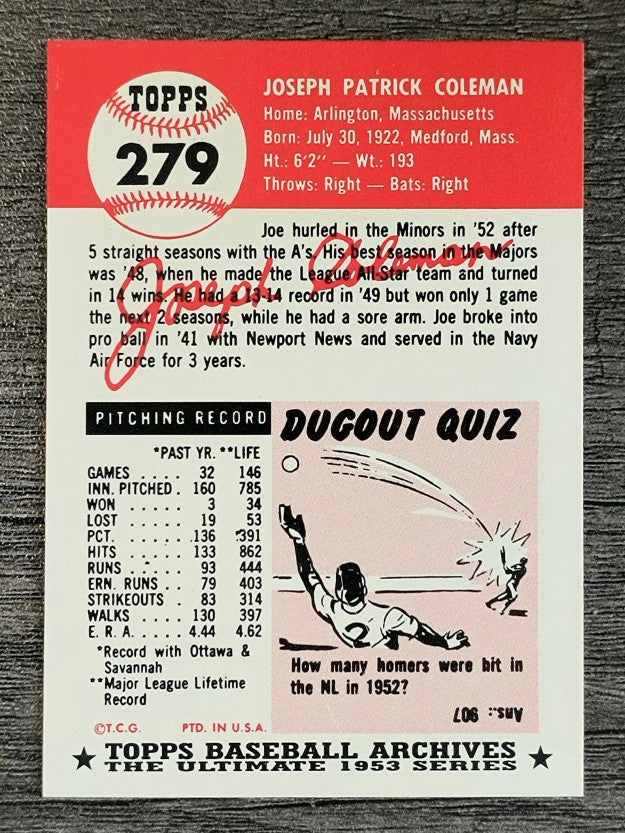 1991 Topps Archives '53 #279 Joe Coleman