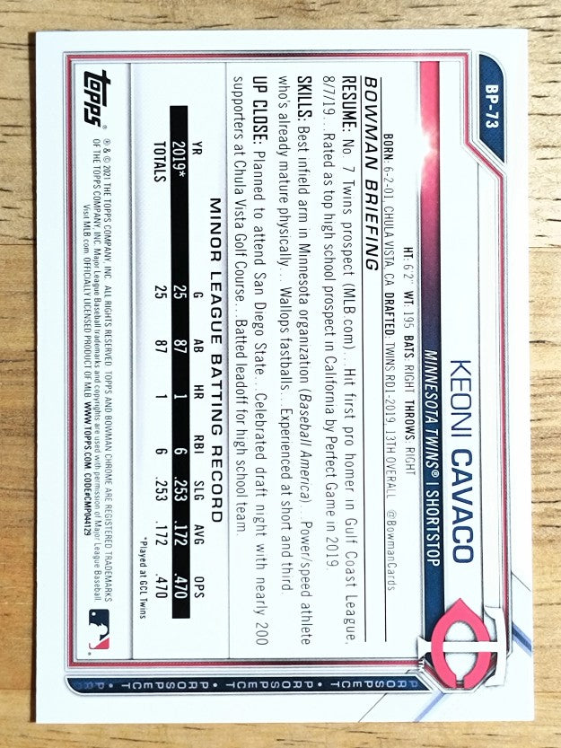 2021 Bowman Prospects #BP73 Keoni Cavaco