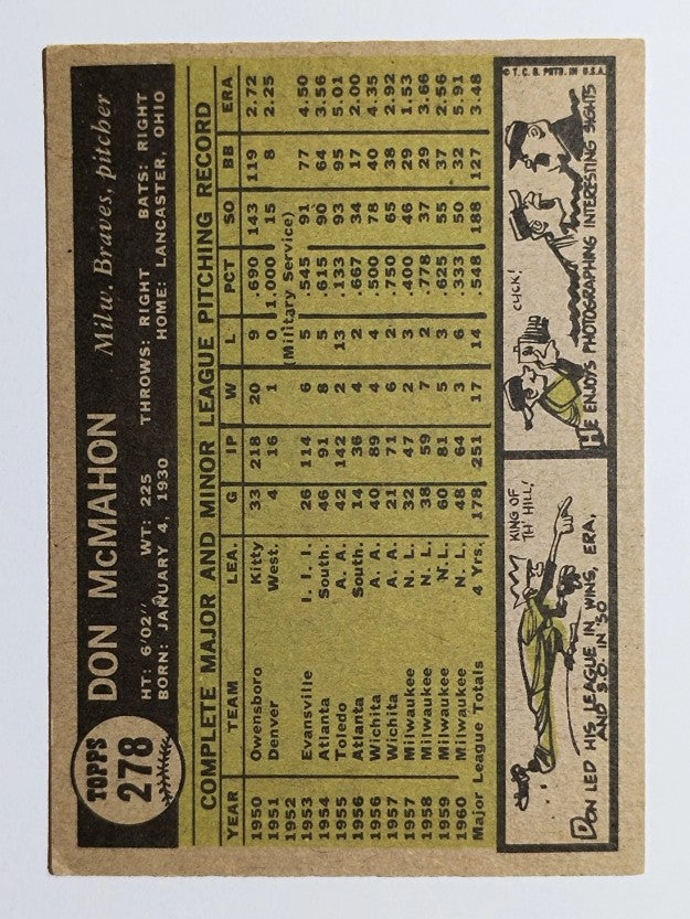 1961 Topps #278 Don McMahon (EX)