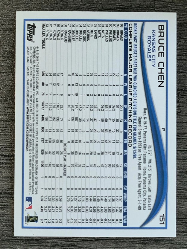 2014 Topps #151 Bruce Chen