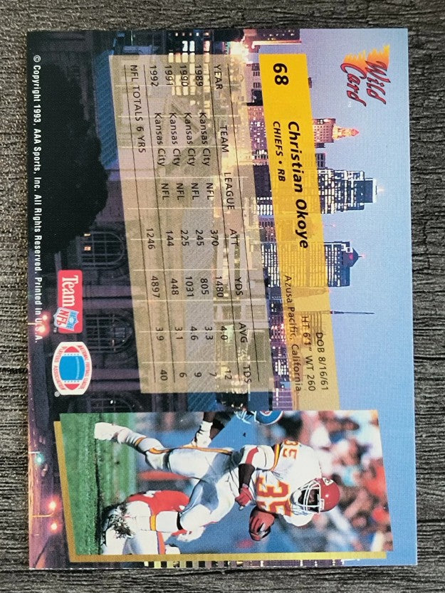 1993 Wild Card #68 Christian Okoye