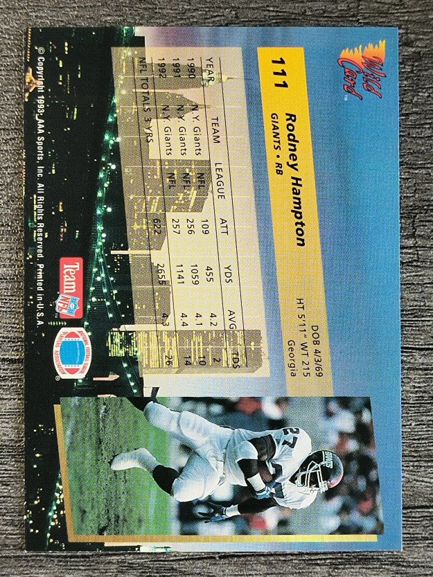 1993 Wild Card #111 Rodney Hampton