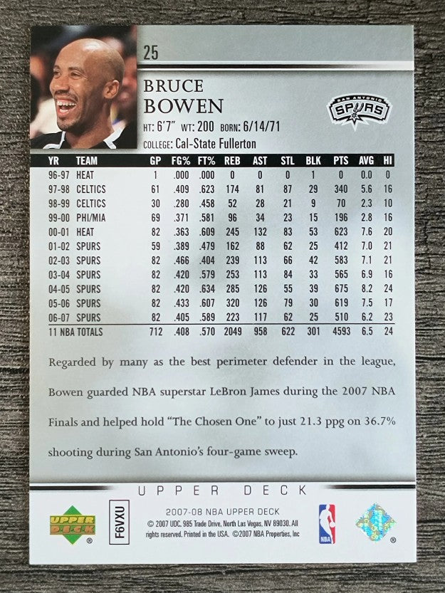 2007-08 Upper Deck #25 Bruce Bowen