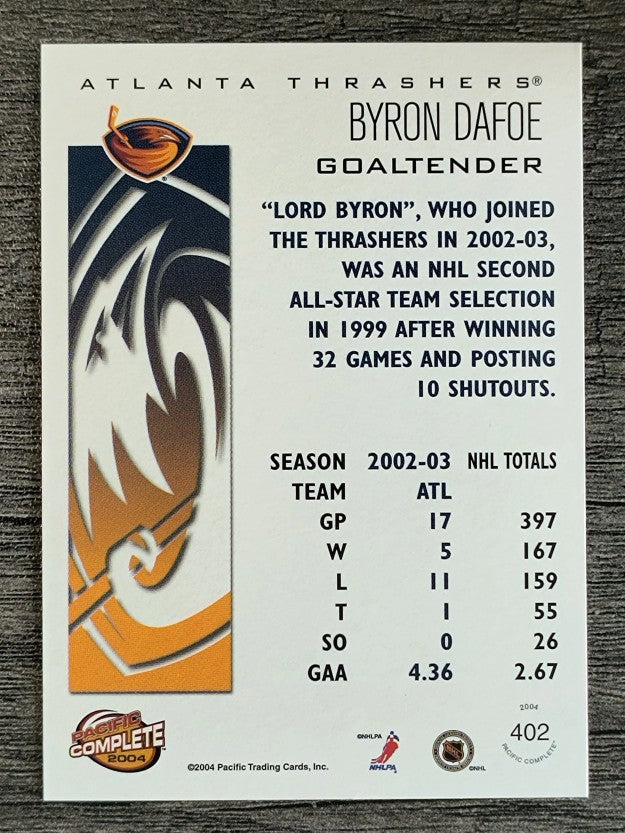 2003-04 Pacific Complete #402 Byron Dafoe