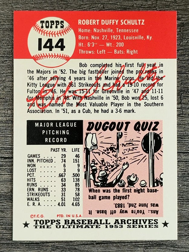1991 Topps Archives '53 #144 Bob Schultz