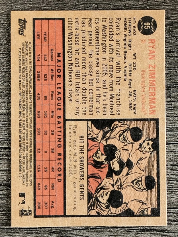 2011 Topps Heritage #95 Ryan Zimmerman