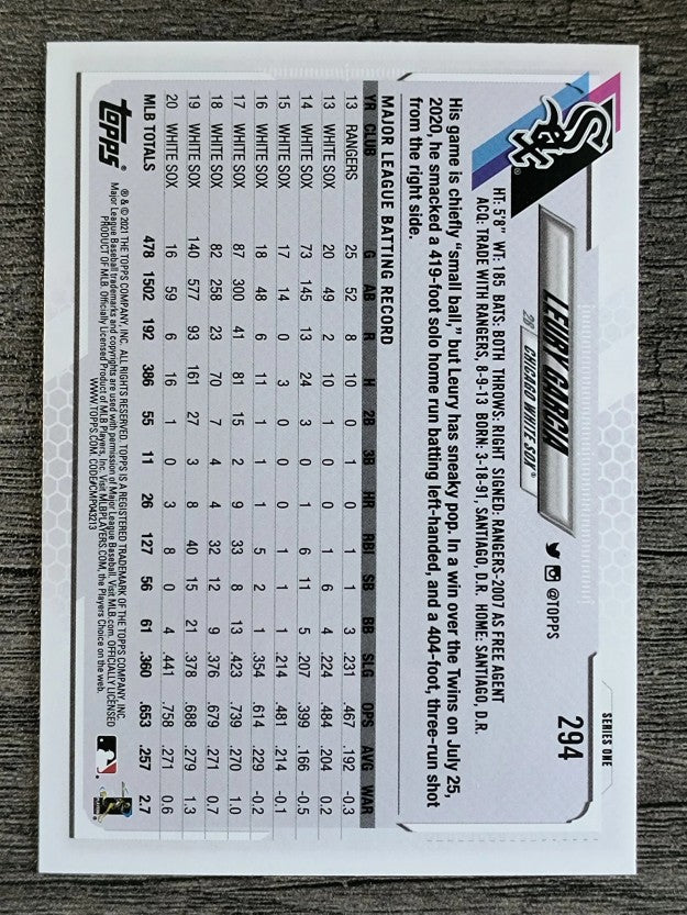 2021 Topps #294 Leury Garcia