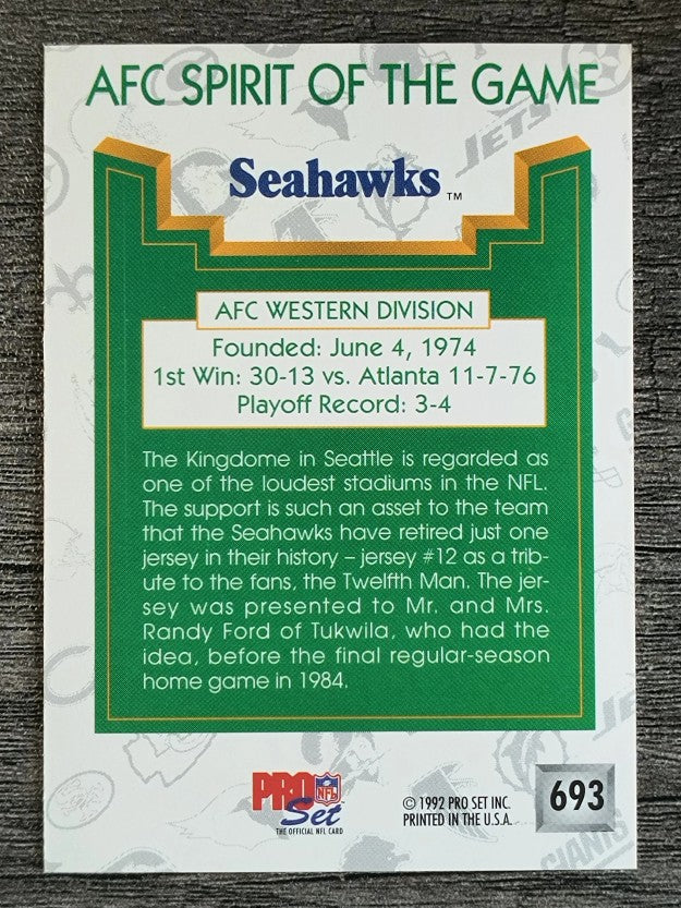 1992 Pro Set #693 Seattle Seahawks/Spirit of the Game/Kingdome