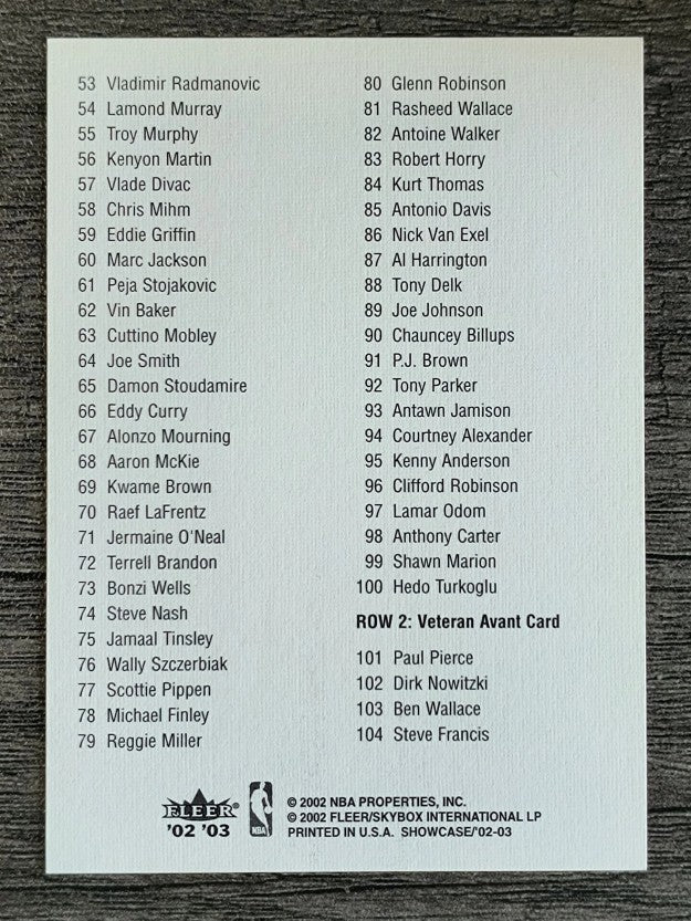 2002-03 Fleer Tradition Checklists #NNO Row 3-Row 2 104