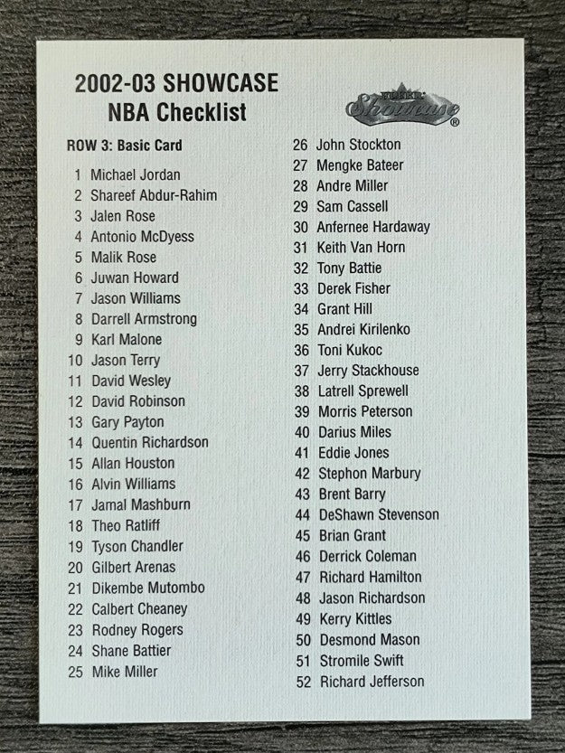 2002-03 Fleer Tradition Checklists #NNO Row 3-Row 2 104