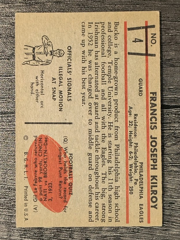 1953 Bowman #4 Bucko Kilroy (EX)