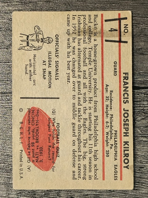 1953 Bowman #4 Bucko Kilroy (VG)