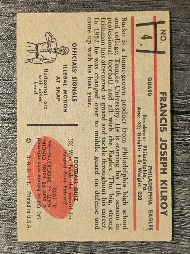 1953 Bowman #4 Bucko Kilroy (VG)