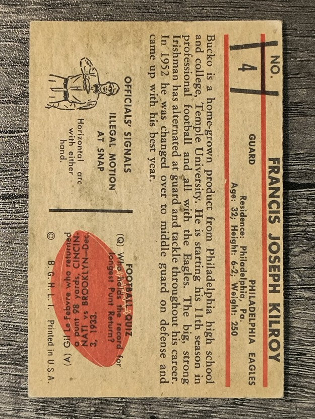 1953 Bowman #4 Bucko Kilroy (VGEX)