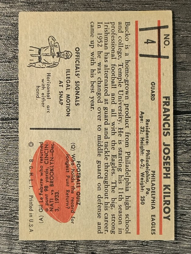 1953 Bowman #4 Bucko Kilroy (EX)