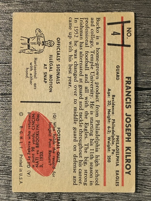 1953 Bowman #4 Bucko Kilroy (VGEX)