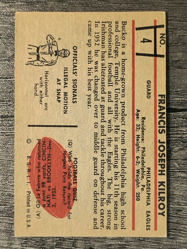 1953 Bowman #4 Bucko Kilroy (EX)