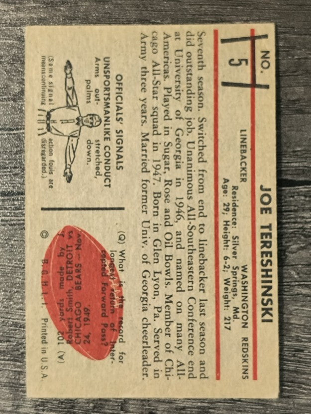 1953 Bowman #5 Joe Tereshinski (VGEX)