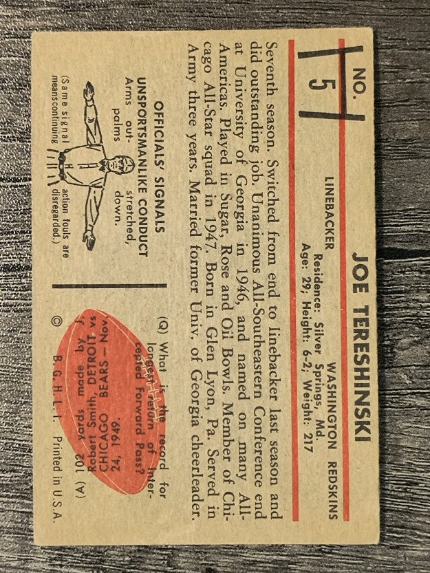 1953 Bowman #5 Joe Tereshinski (VG)