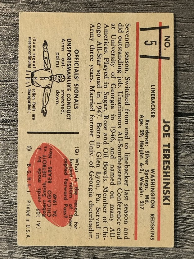 1953 Bowman #5 Joe Tereshinski (EX)