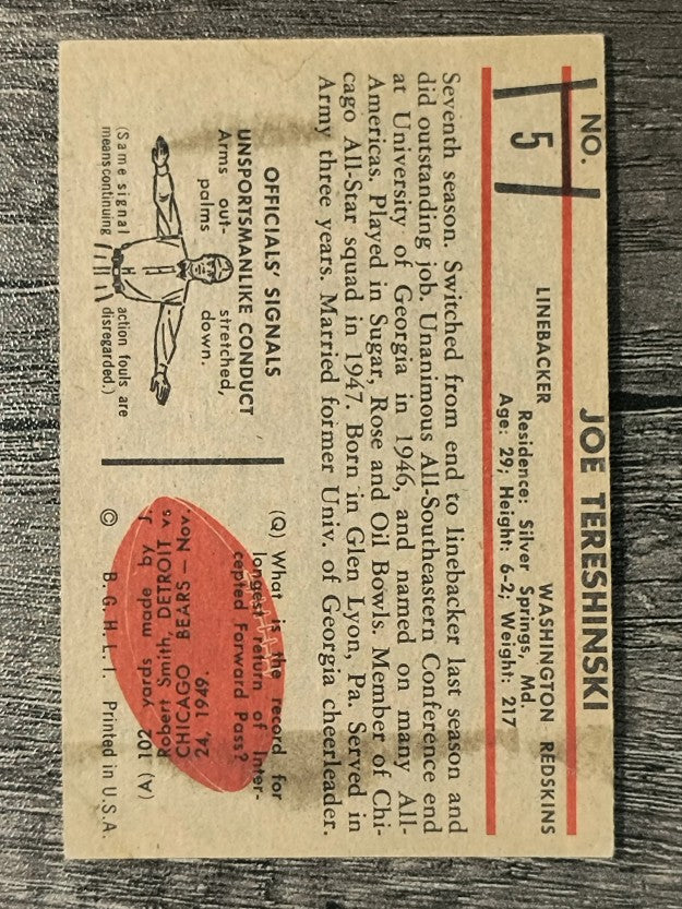 1953 Bowman #5 Joe Tereshinski (VGEX)