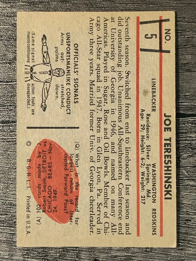 1953 Bowman #5 Joe Tereshinski (EX)