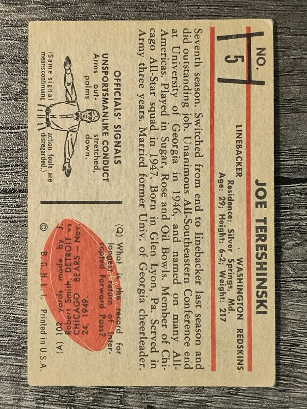 1953 Bowman #5 Joe Tereshinski (VG)