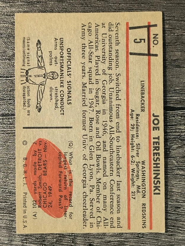 1953 Bowman #5 Joe Tereshinski (EX)