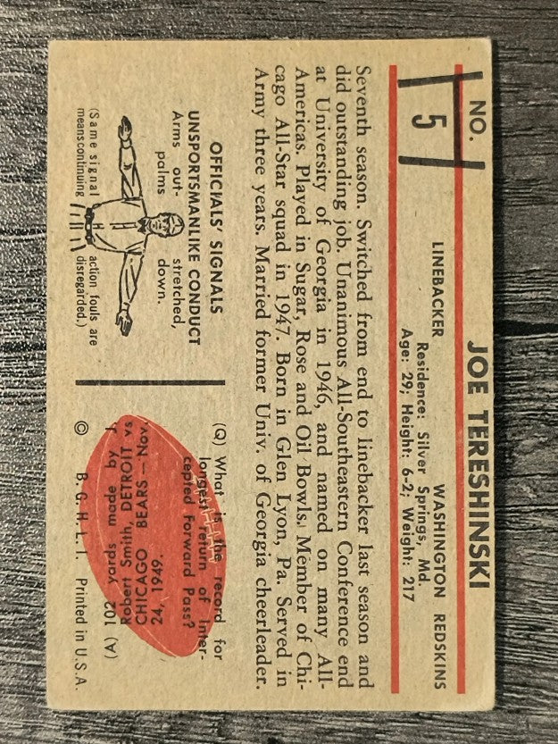 1953 Bowman #5 Joe Tereshinski (VG)
