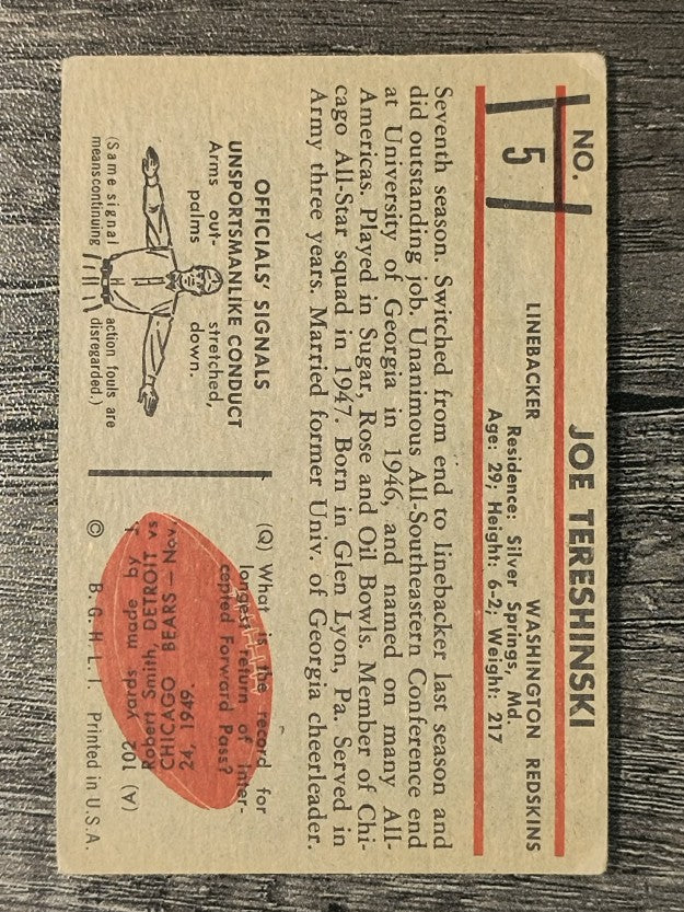 1953 Bowman #5 Joe Tereshinski (VG)