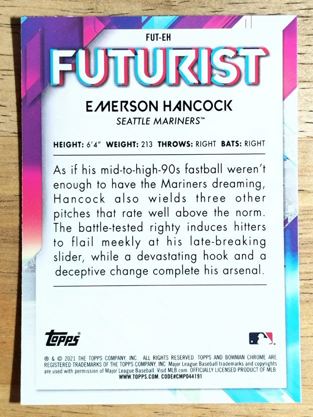 2021 Bowman Chrome Futurist Refractors #FUTEH Emerson Hancock