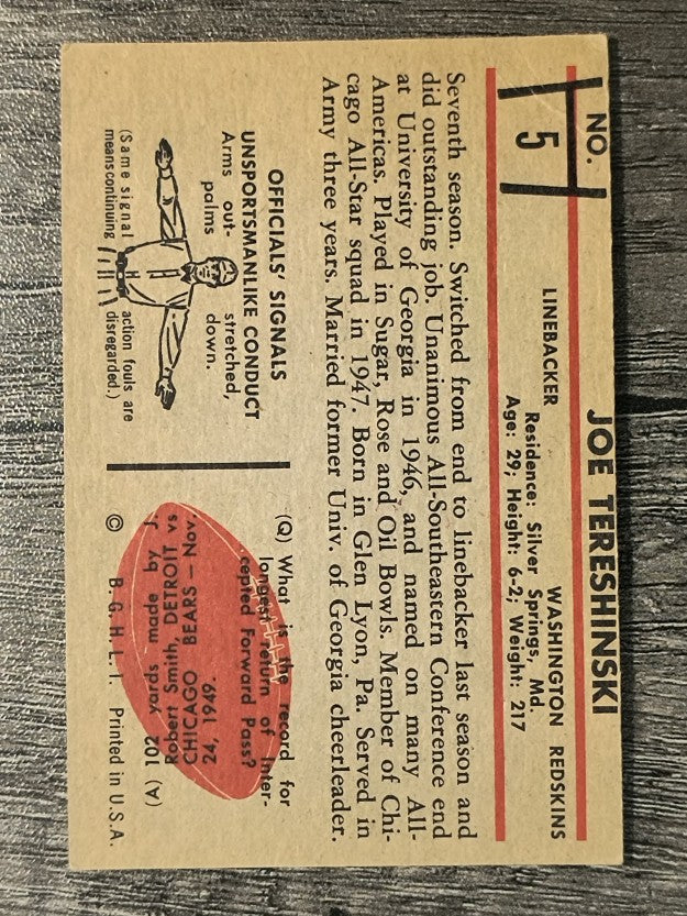 1953 Bowman #5 Joe Tereshinski (VG)