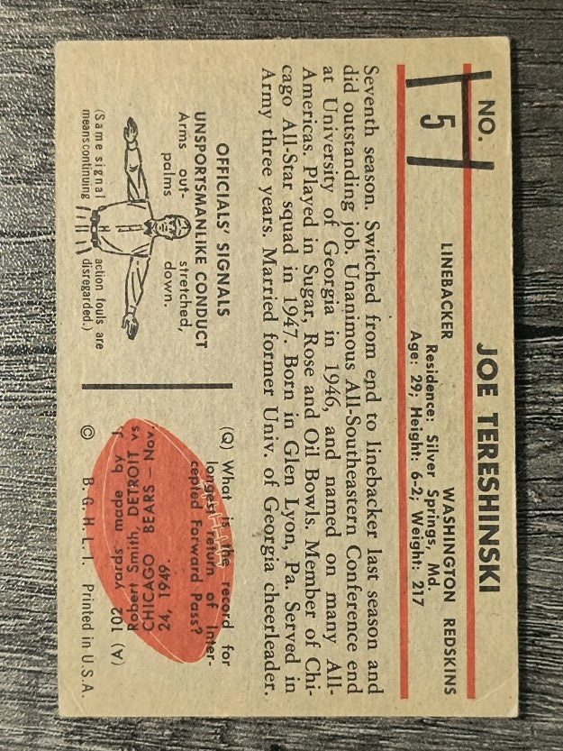 1953 Bowman #5 Joe Tereshinski (VGEX)